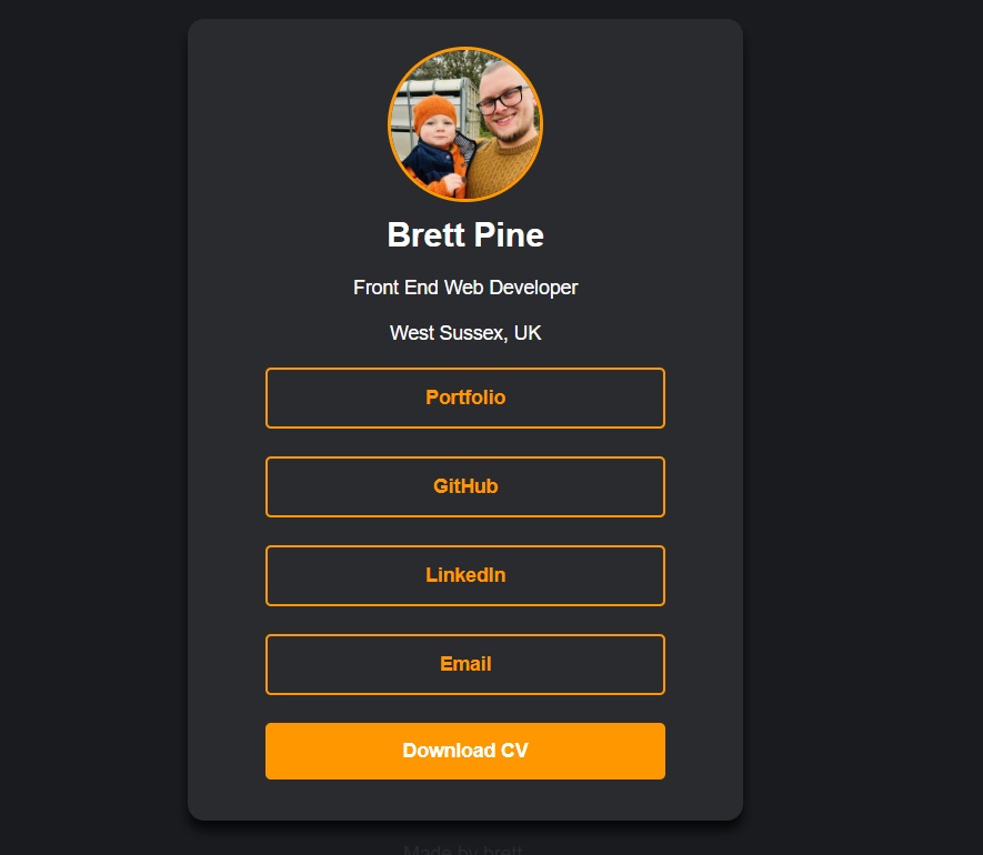 A screenshot of Brett's Links project