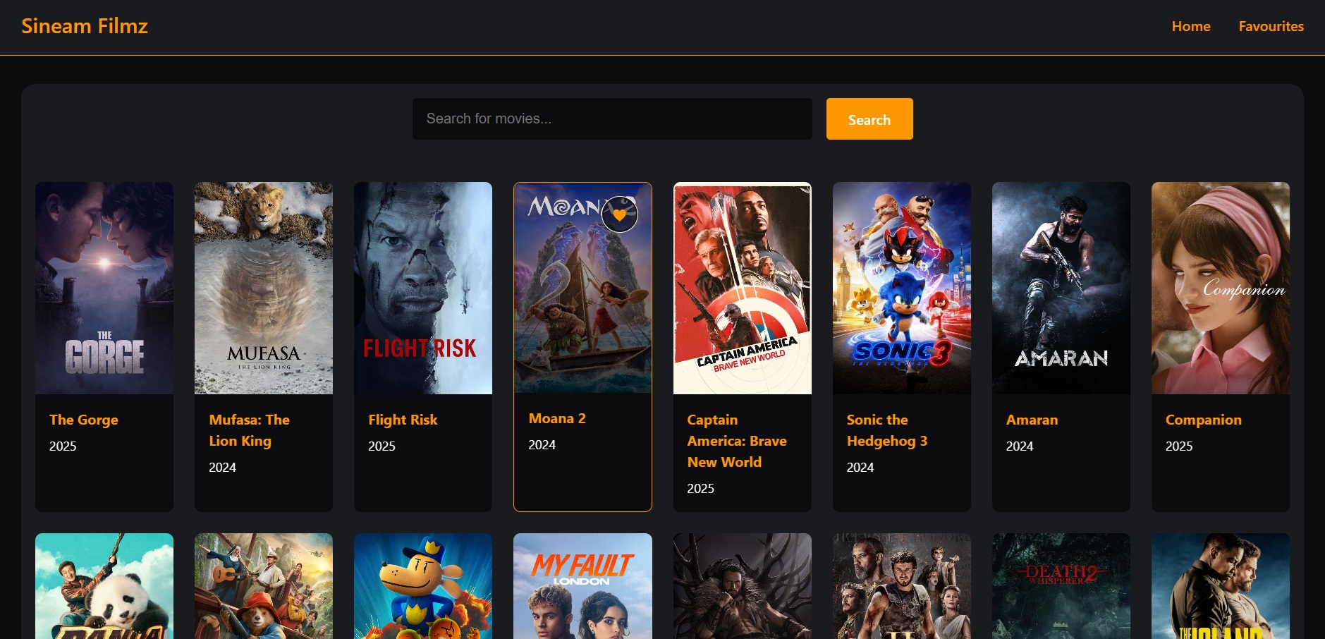 A screenshot of Sineam Filmz project